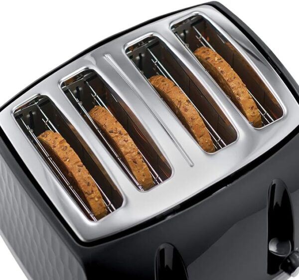 Display of how to put the bread in the toaster