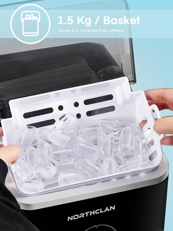 the ice maker basket holds more than 1.5 kilogram of ice cubes