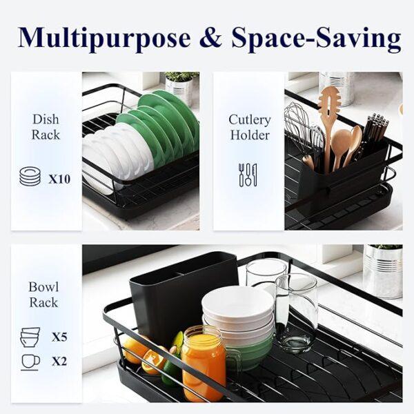 The different functions of the compact dish drying rack